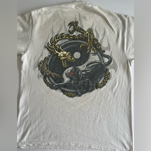 Y2K Vintage Dragon & Panther Yin Yang Graphic Tee Delta Pro Weight - Picture 8 of 9